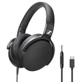 Sennheiser HD 400U USB-C Headphones Black — hero with detached cable