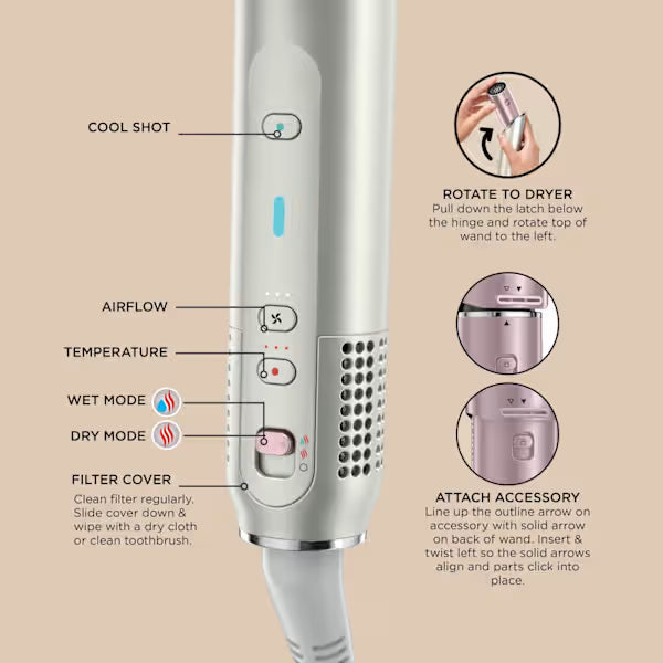 Shark Glam 5-in-1 Air Styler & Dryer with FrizzFighter Pink product image