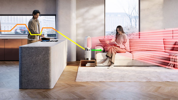 Dyson Purifier Hot+Cool HP1 Purifying Fan Heater - White - purifying and heating a kitchen