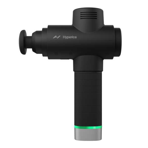 Hyperice Hypervolt 2 Pro black massage gun — matte side profile with metallic end-cap and digital dial base