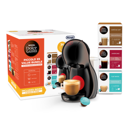 Nescafé DolceGusto Piccolo XS Pod Coffee Machine by De'Longhi - Value Bundle - Black