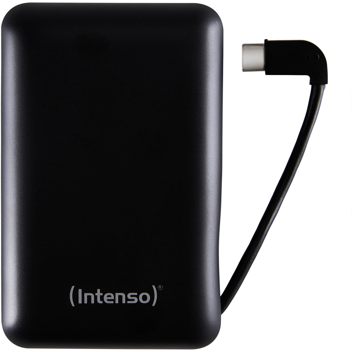 Intenso XC10000 10000mAh Power Bank with Built-in USB-C Cable - Black - front view