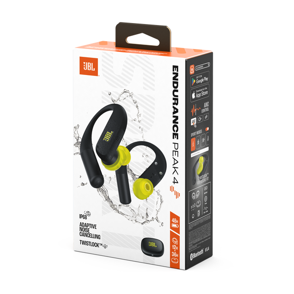 JBL Endurance Peak 4 True Wireless Sport Earbuds Black and Lime product image