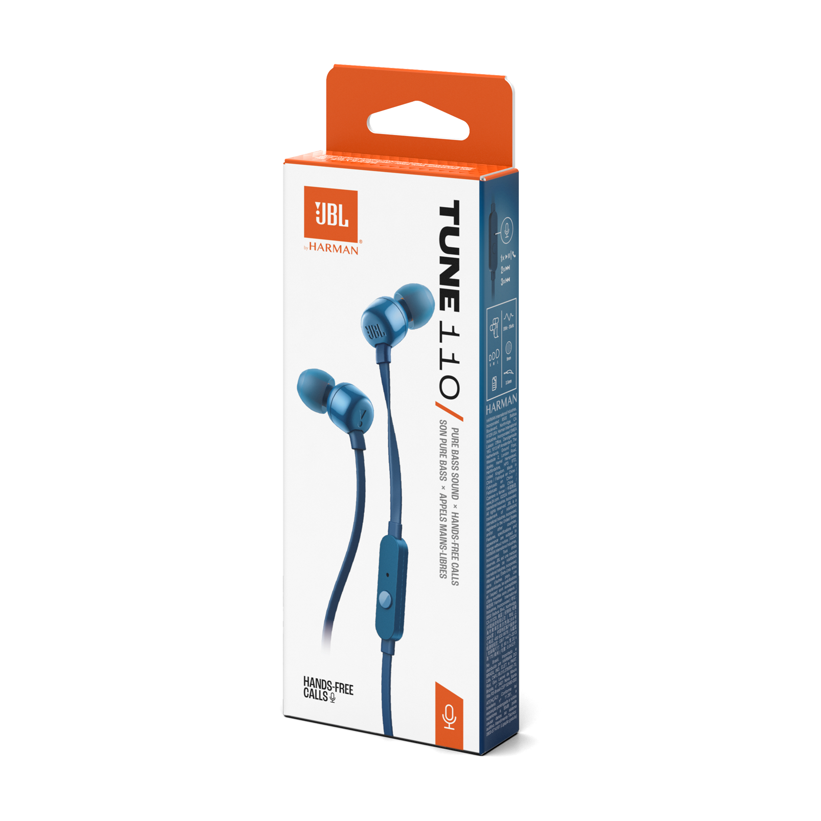 JBL T110 Wired Earbuds Blue product image