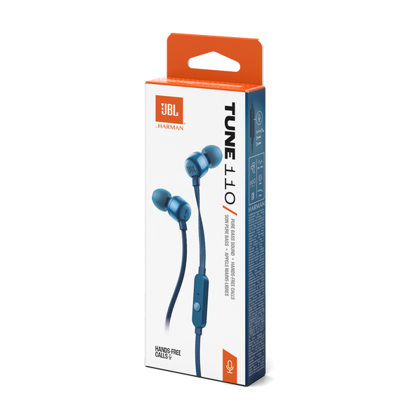JBL T110 Wired Earbuds Blue product image