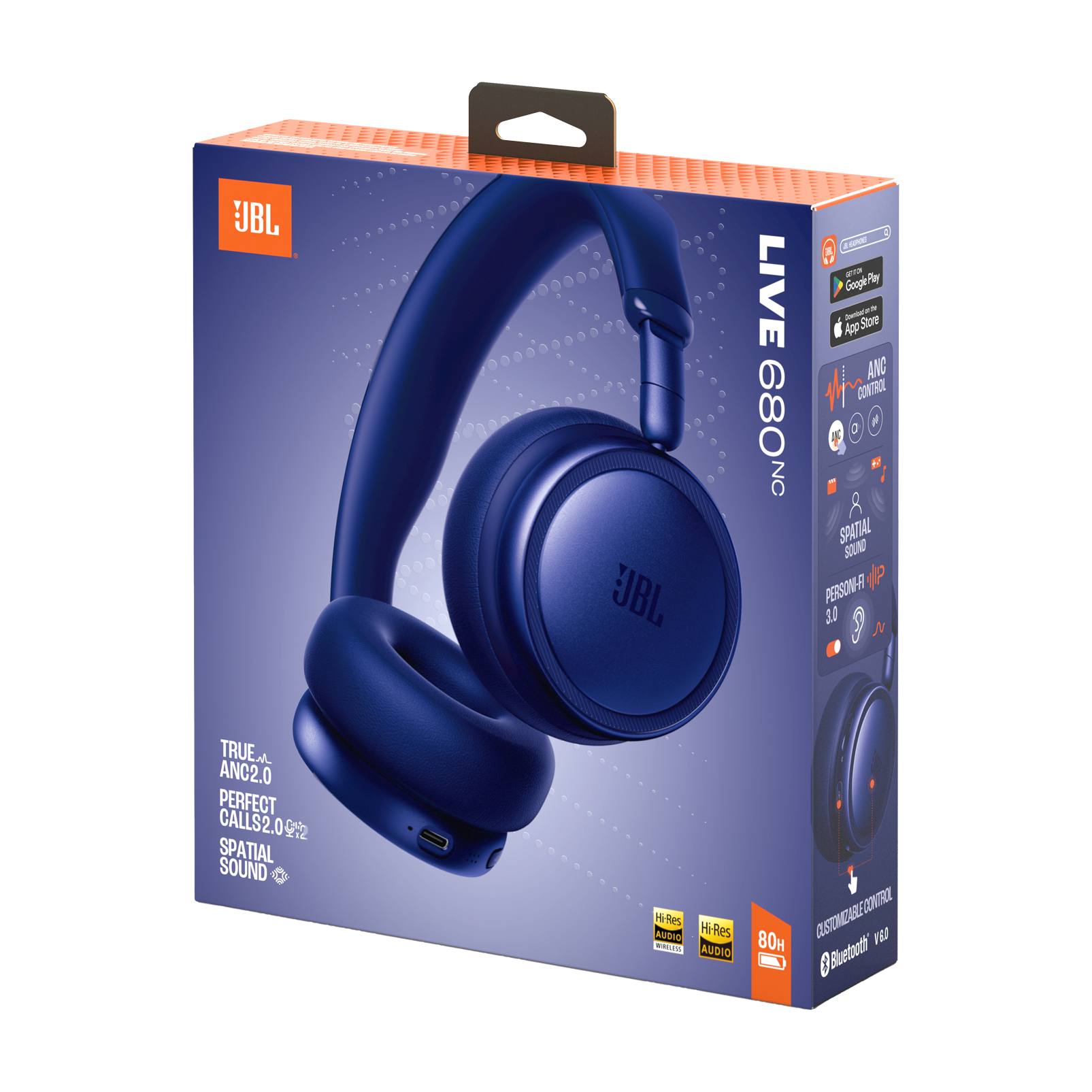 JBL Live 680NC Wireless On-Ear Noise-Cancelling Headphones Blue product image