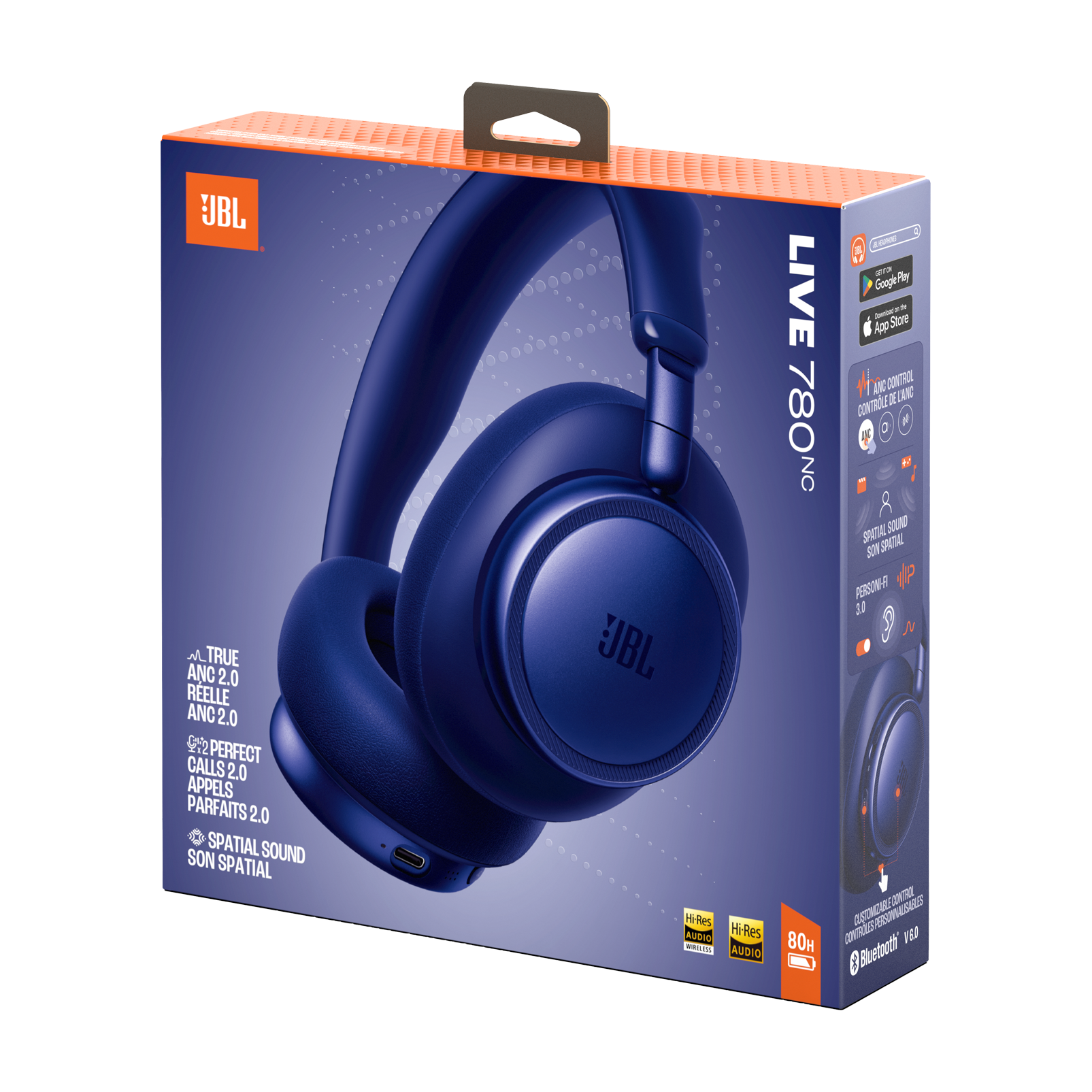 JBL Live 780NC Wireless Over-Ear Noise-Cancelling Headphones Blue product image