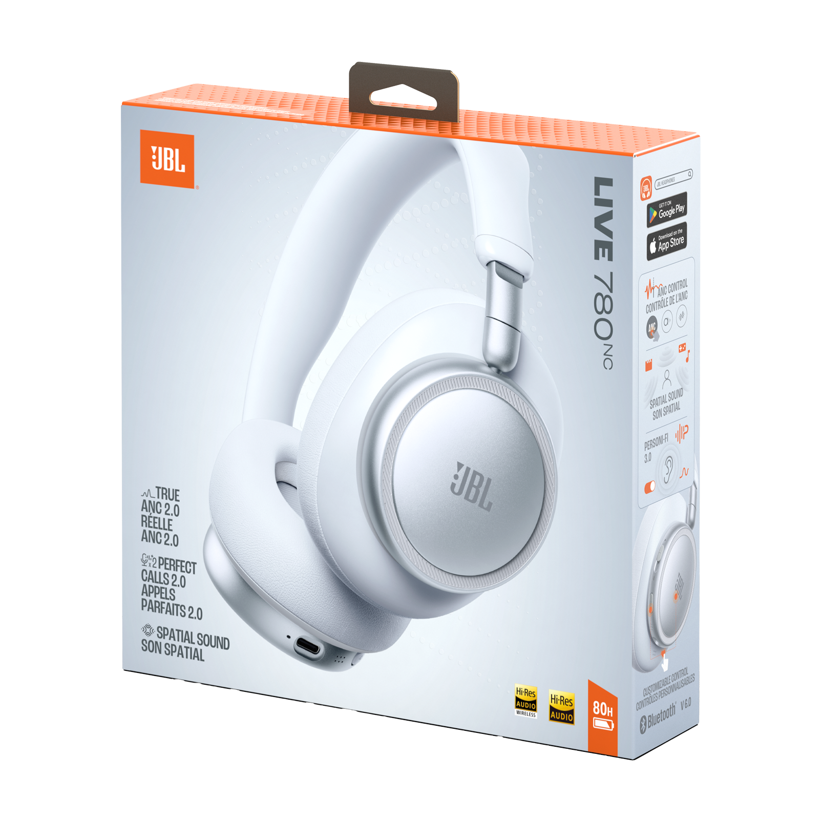 JBL Live 780NC Wireless Over-Ear Noise-Cancelling Headphones White product image