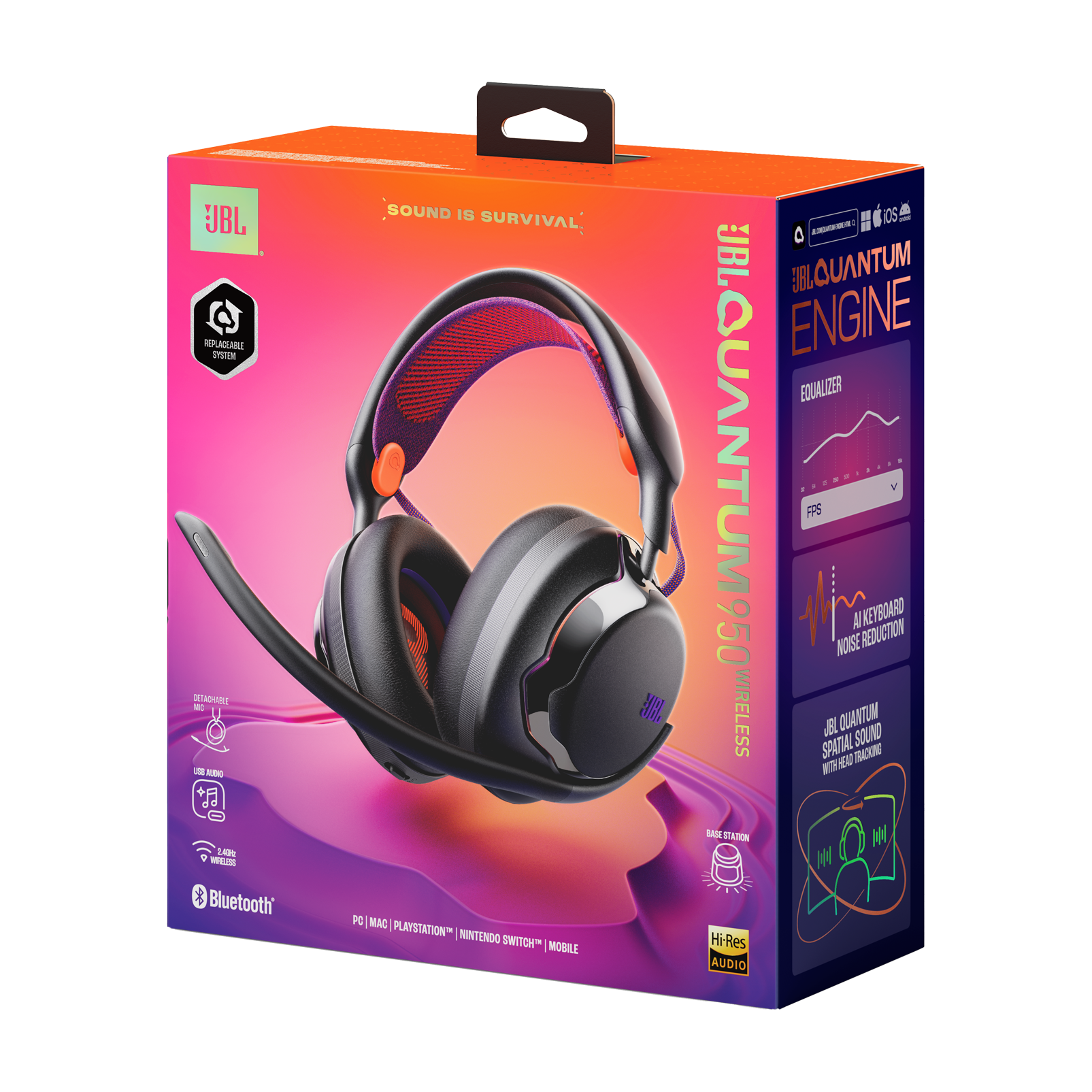 JBL Quantum 950 Gaming Wireless Over-Ear Headphones Black product image