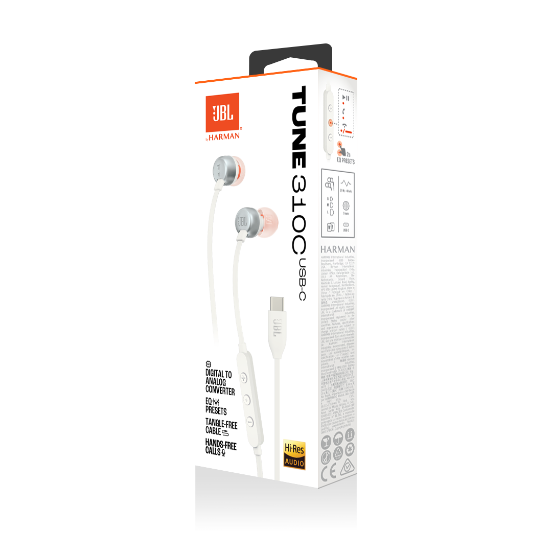 JBL Tune 310C Wired USB-C Earbuds White product image