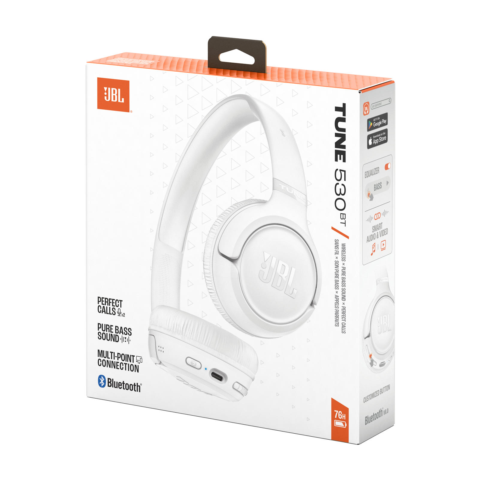 JBL Tune 530BT Wireless On-Ear Headphones White product image