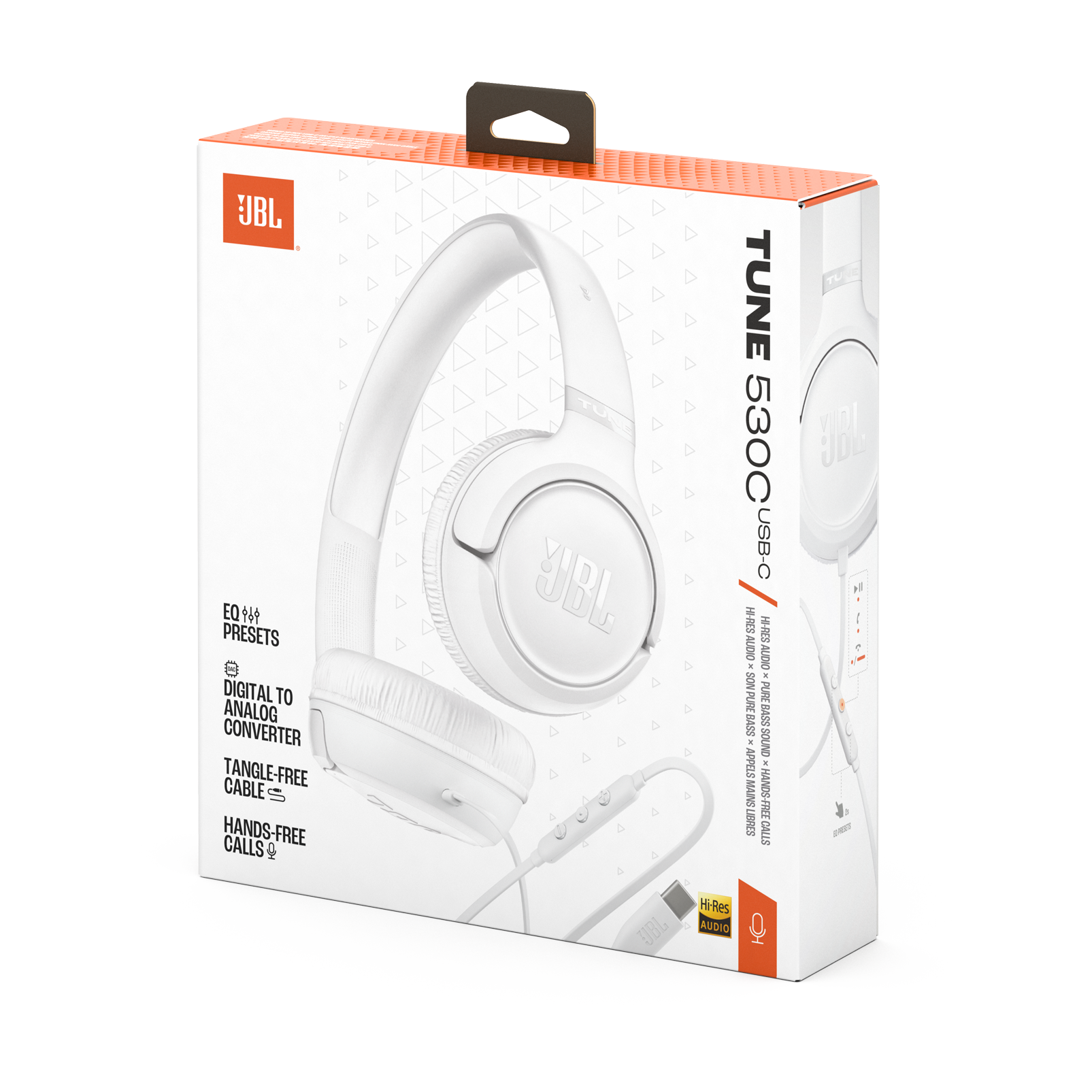 JBL Tune 530C USB-C Wired On-Ear Headphones White product image