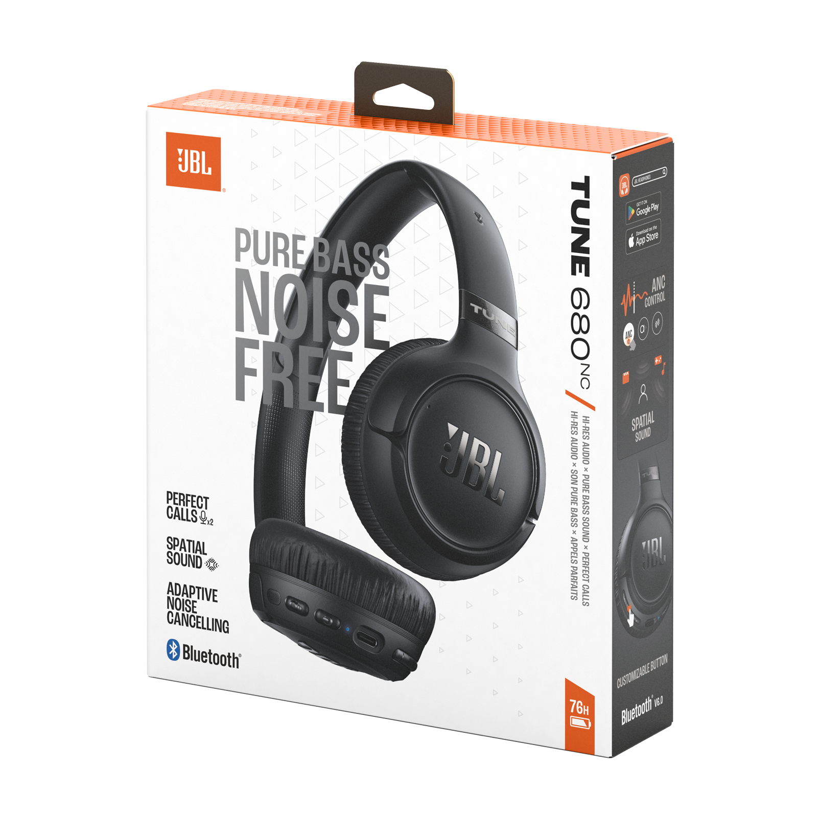 JBL Tune 680NC Wireless On-Ear Noise-Cancelling Headphones Black product image