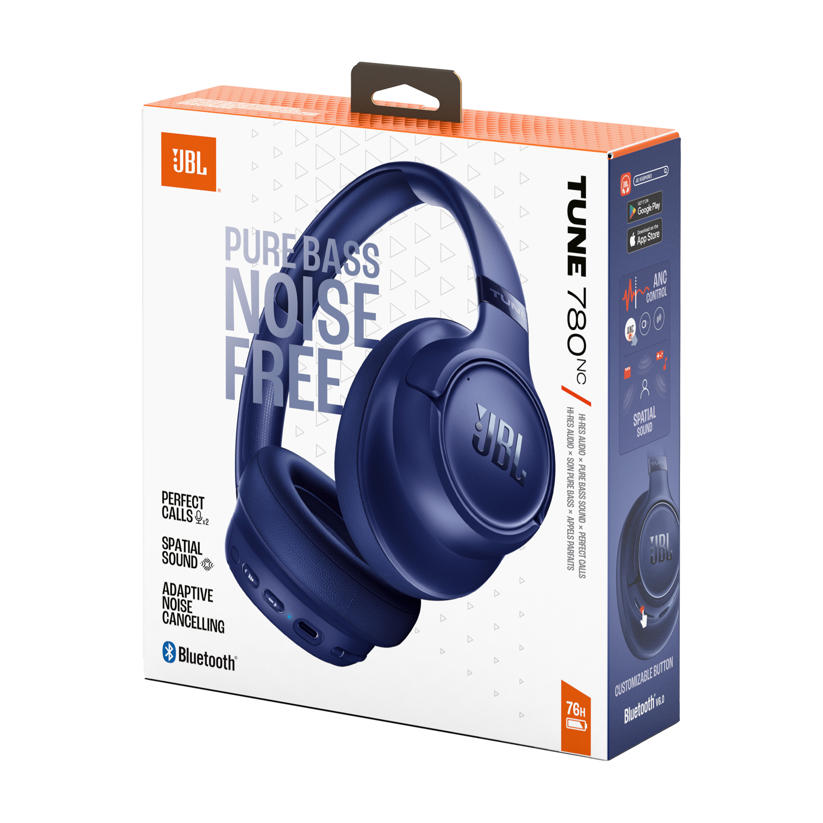 JBL Tune 780NC Wireless Over-Ear Noise-Cancelling Headphones Blue product image