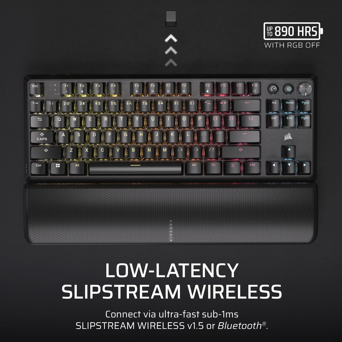 Corsair K70 Core TKL Wireless RGB Mechanical Gaming Keyboard, UK Layout - Black - Slipstream wireless