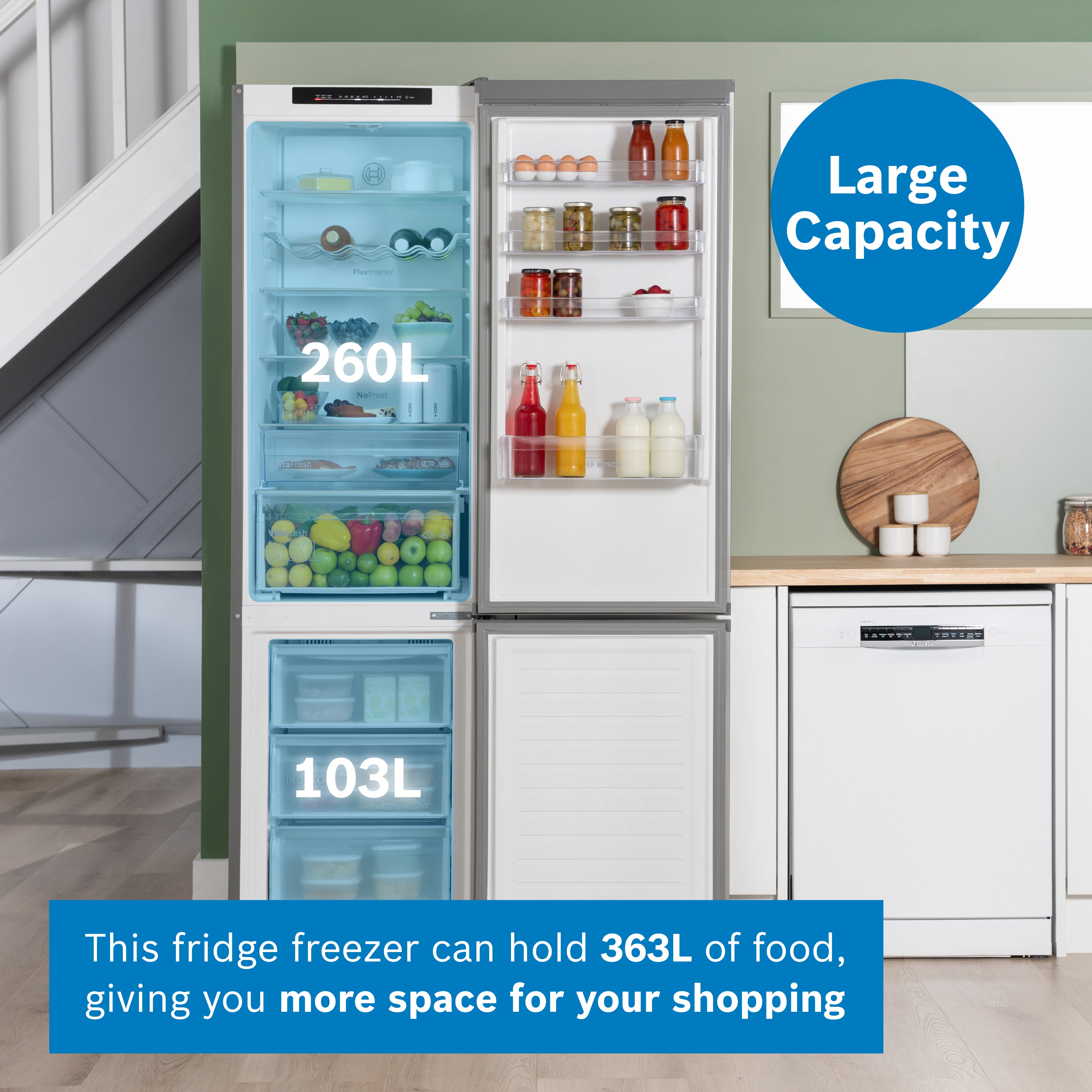 Bosch Series 4 363L 60cm Frost Free Fridge Freezer | KGN392LDFG