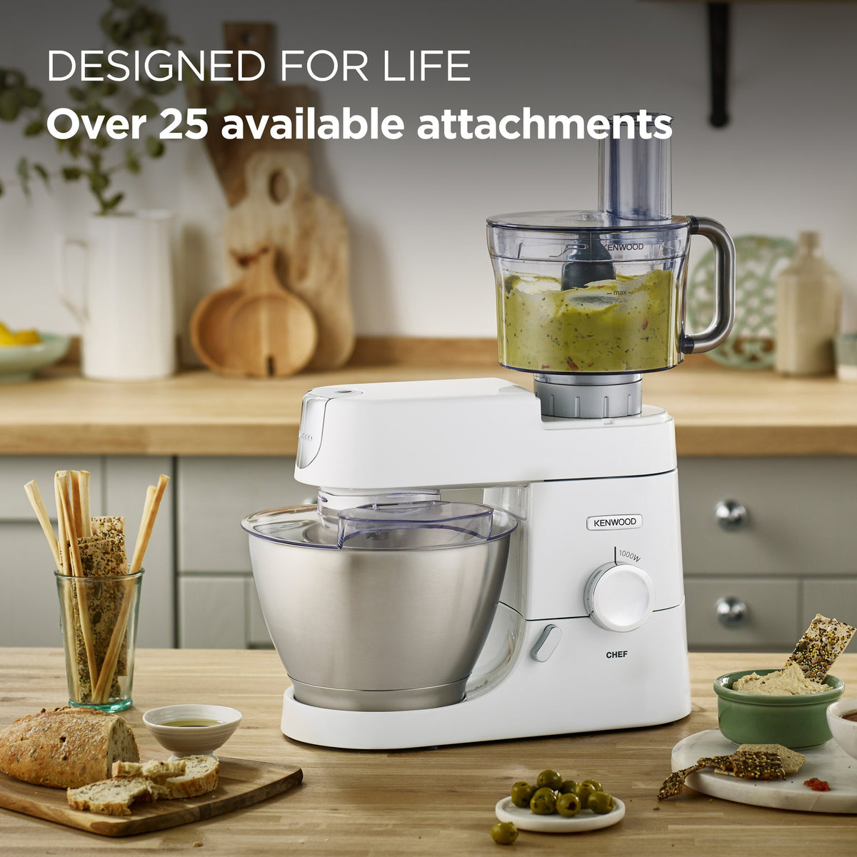 Kenwood Kitchen Chef Machine - White - with food processor attachment, over 25 attachments available