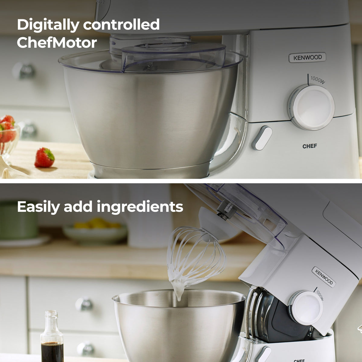 Kenwood Kitchen Chef Machine - White - digitally controlled ChefMotor and easy ingredient adding