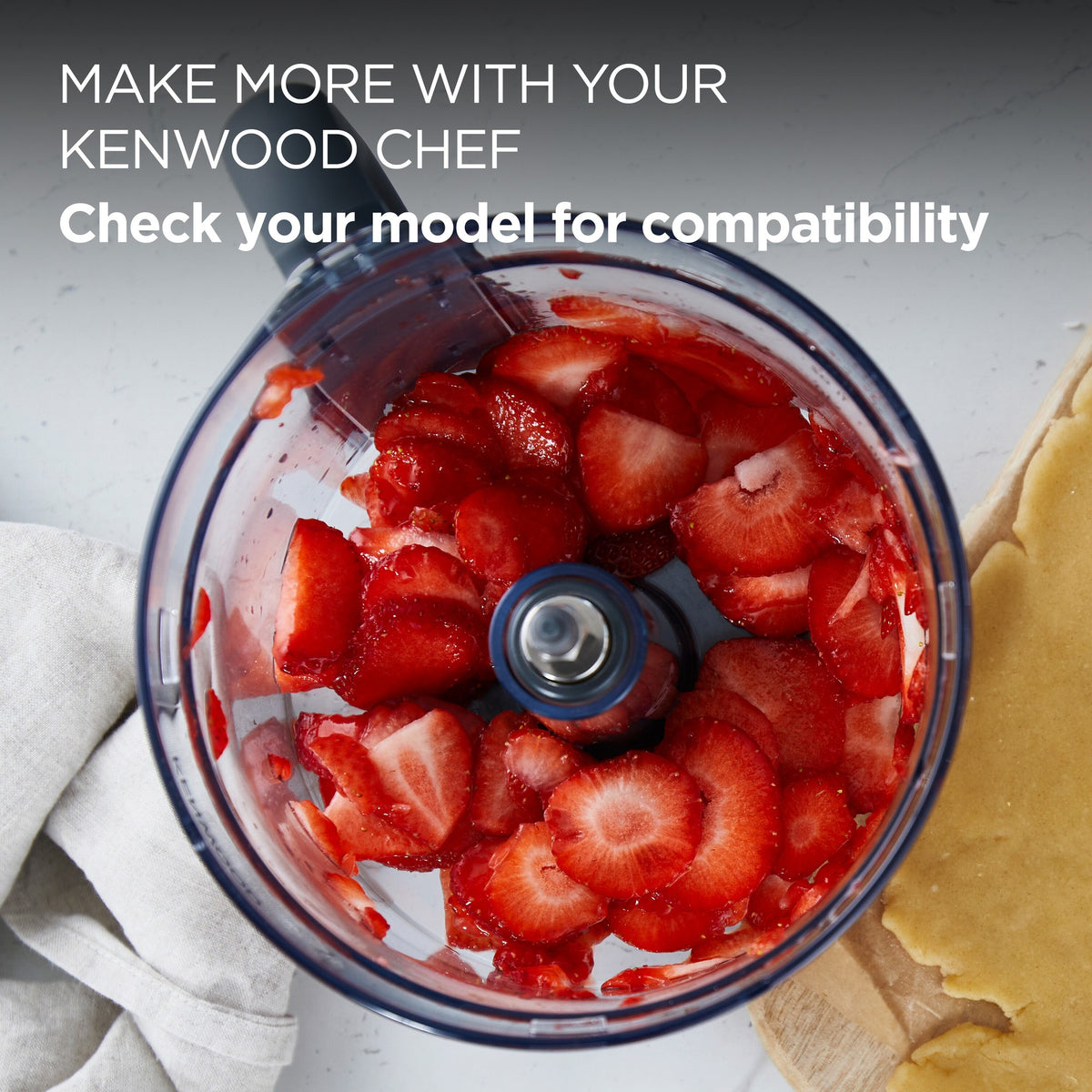 Kenwood Chef/kMix Food Processor Attachment - Clear - slicing strawberries in the bowl
