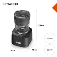 Kenwood Duo Prep Chopper and Grinder - Black - dimensions, 500ml bowl and 800W motor