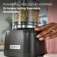 Kenwood Duo Prep Chopper and Grinder - Black - chopping with Eversharp Quadblades