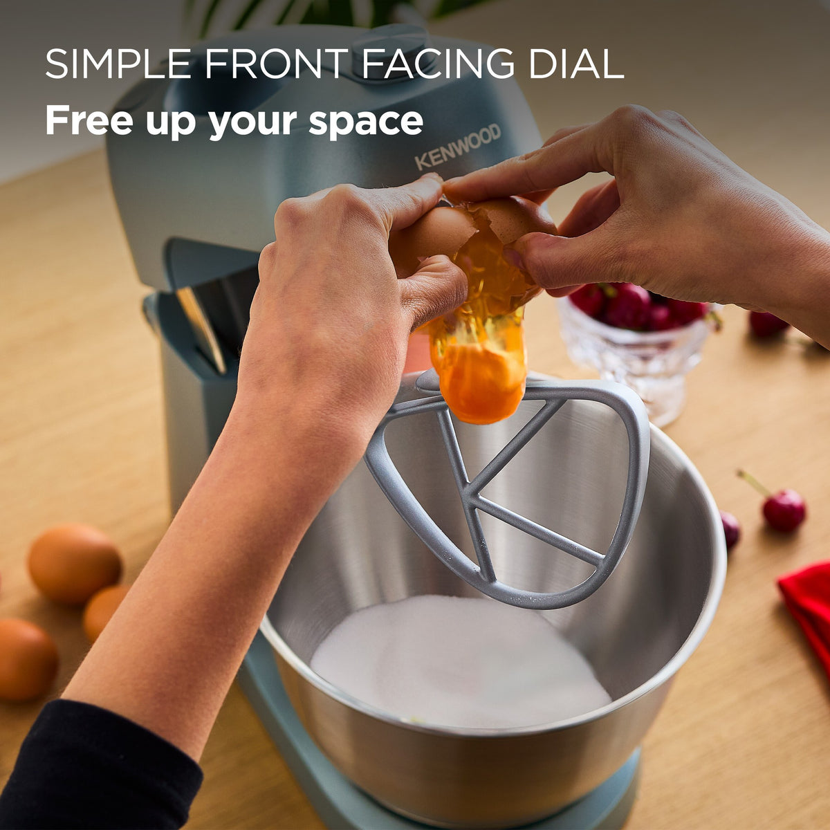 Kenwood Go Stand Mixer - Storm Blue - simple front-facing speed dial