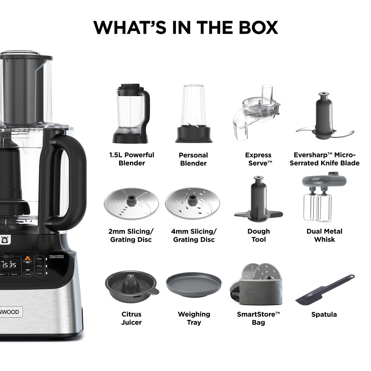 Kenwood MultiPro OneTouch Food Processor - Silver - what is in the box