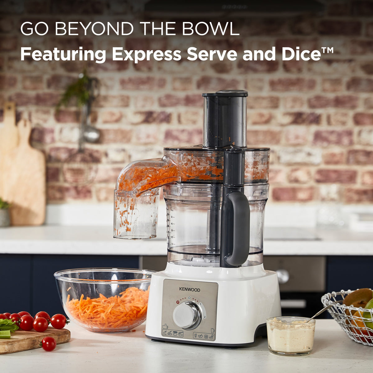 Kenwood Multipro Express Food Processor - White - Express Serve and Dice slicing straight into a bowl