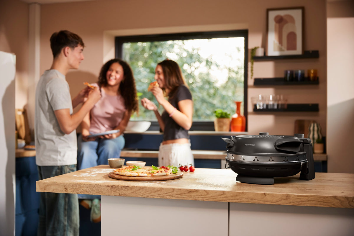 Kenwood My Pizzeria Pizza Oven - Black - family making pizza in the kitchen