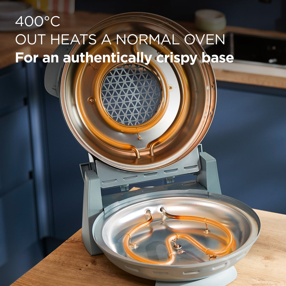 Kenwood My Pizzeria Pizza Oven - Storm Blue - heats to 400C, hotter than a normal oven