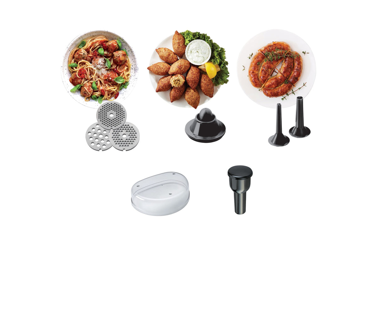 Kenwood Pro 1600W Meat Grinder - Silver - mincing screens, kebbe and sausage attachments