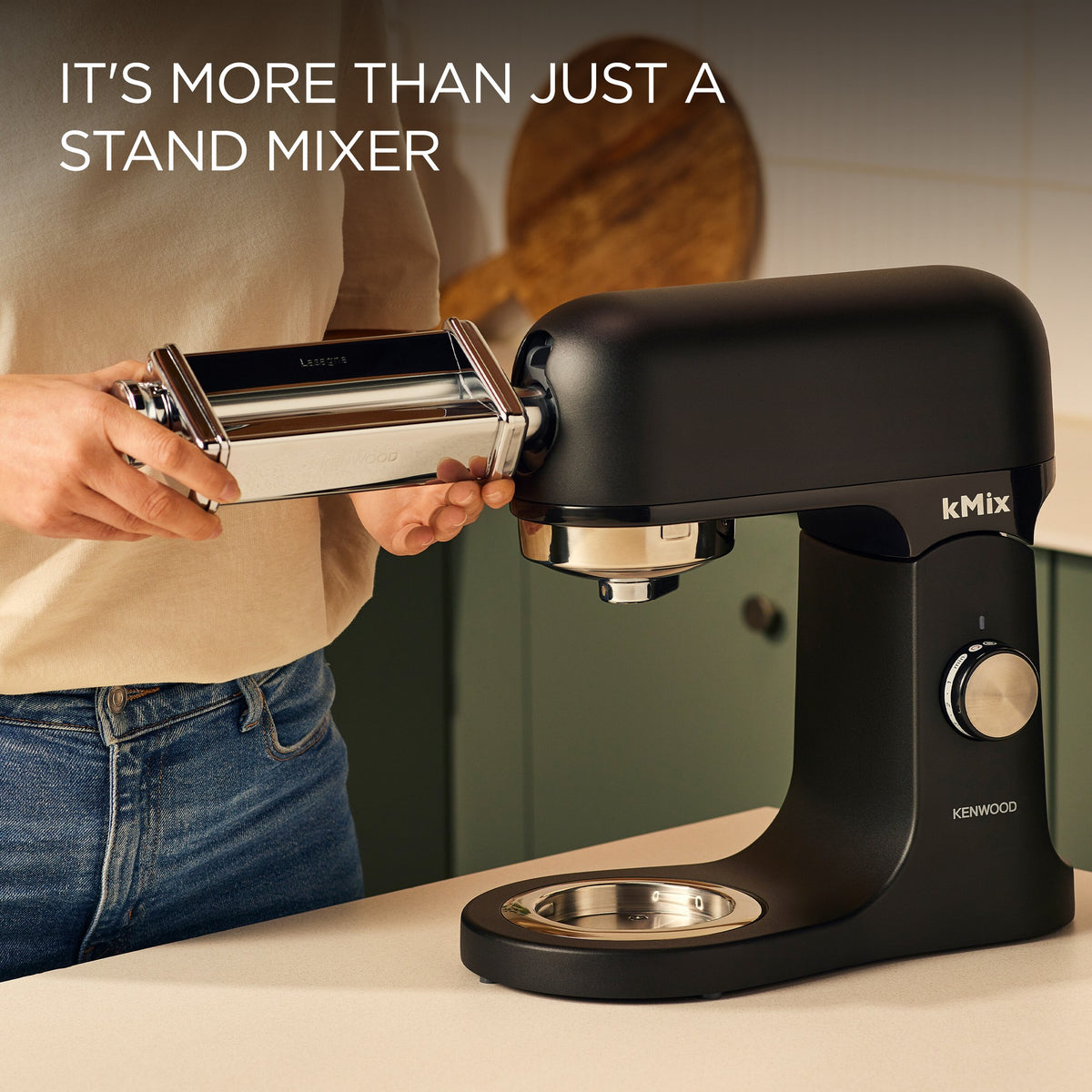 Kenwood kMix 5L Stand Mixer - Black - making fresh pasta with a pasta attachment