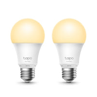 Tapo L510E dimmable smart Wi-Fi light bulb, E27, 2-pack, two bulbs illuminated side by side