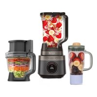 Ninja CrushBOSS 3-in-1 Kitchen System with Food Processor & Tumbler in Onyx — food processor, blender jug and tumbler, front view