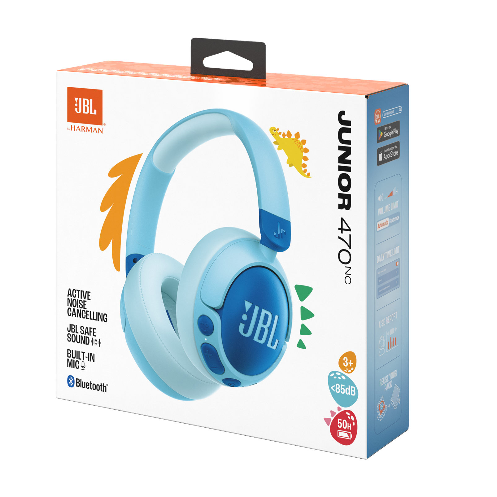 JBL Junior 470NC Kids Wireless Over-Ear Noise-Cancelling Headphones Blue product image