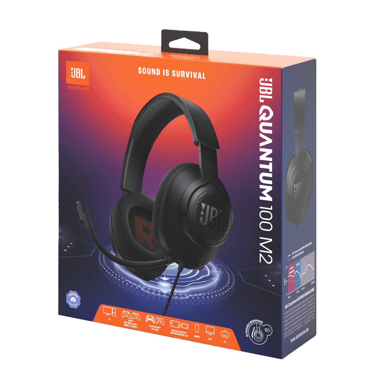 JBL Quantum 100 M2 Gaming Wired Over-Ear Headphones Black product image