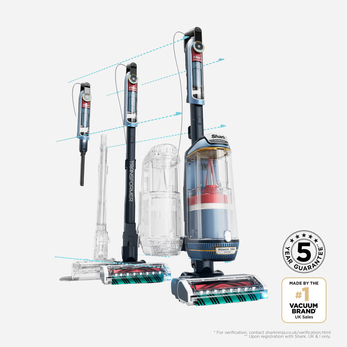 Shark PowerDetect Transformer Upright Vacuum - Chimera Blue - upright view