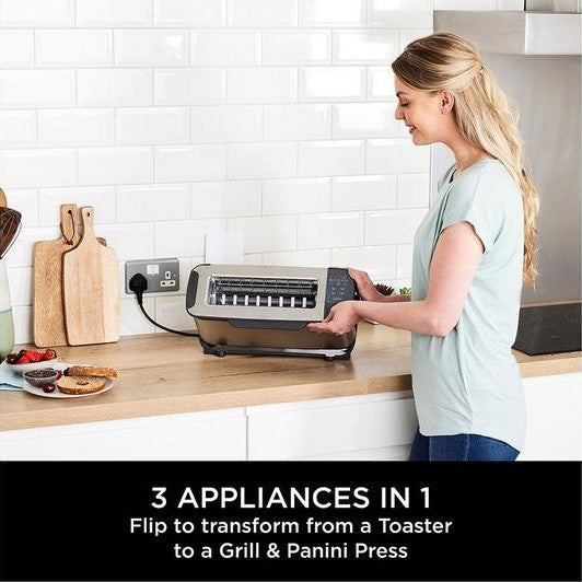 Ninja Foodi 3‑in‑1 Toaster, Grill &amp; Panini Press | ST202UK (Stainless Steel)