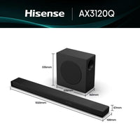 Hisense AX3120Q 3.1.2 Channel Soundbar with Wireless Subwoofer | AX3120Q