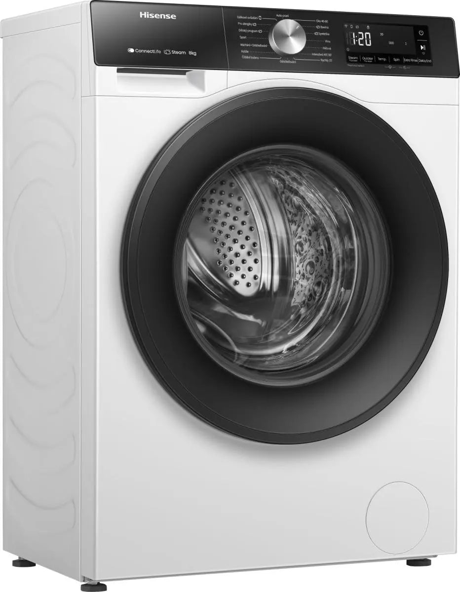 Hisense 3S Series 8kg 1400rpm Washing Machine - White - angled view