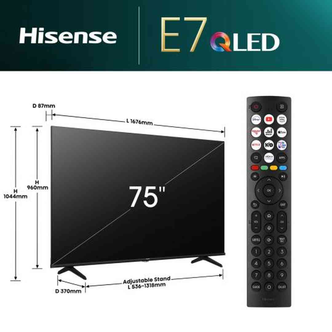 Hisense E7N 75" 4K UHD QLED Smart TV | 75E71NQ Hisense TV Euronics Ireland