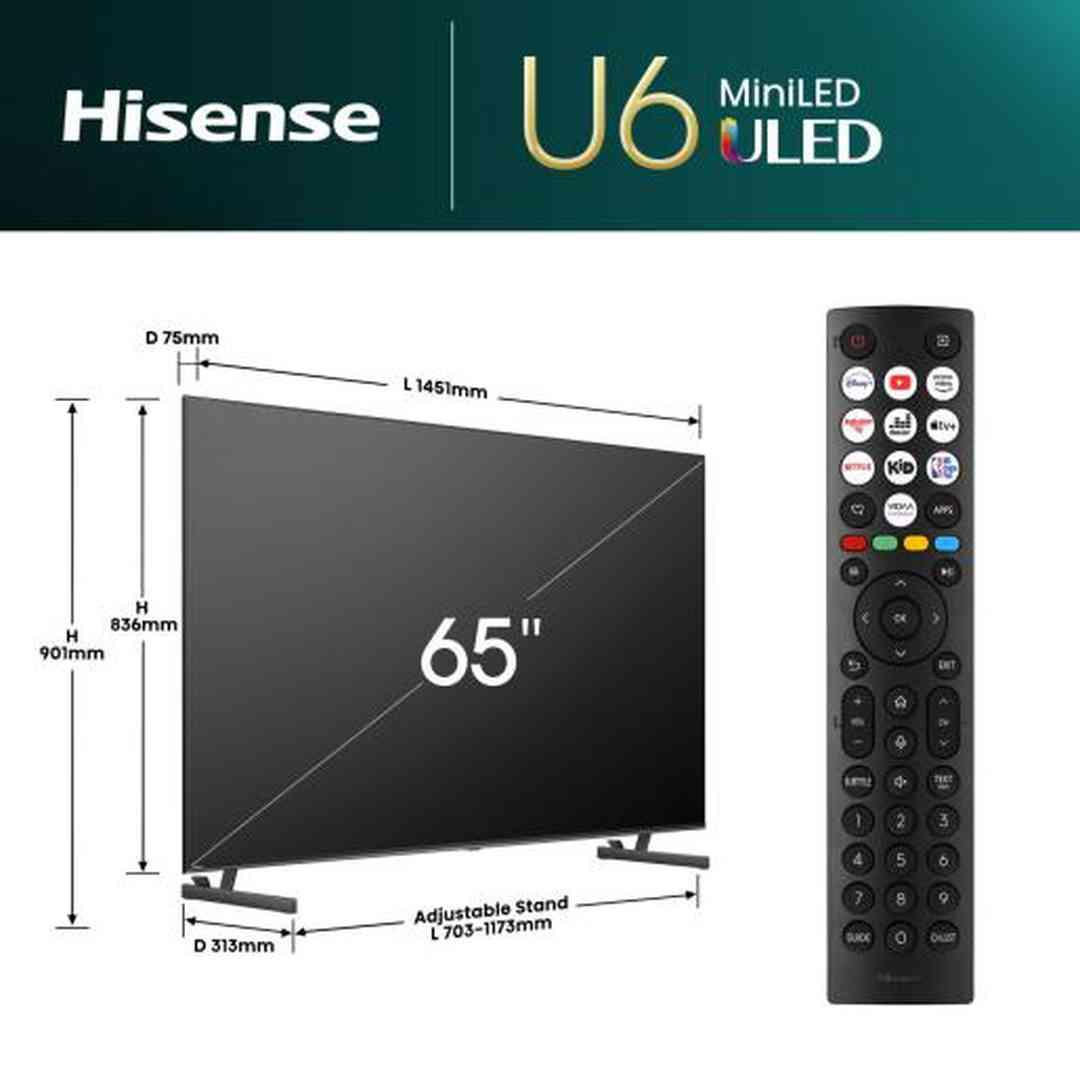 Hisense U6NQ 65" 4K UHD Mini-LED Smart TV | 65U61NQ Hisense TV Euronics Ireland