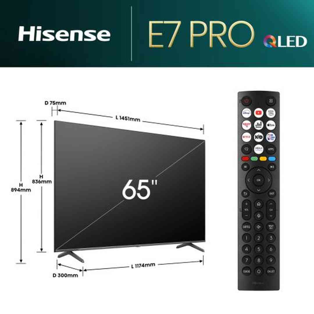 Hisense E7N Pro 65" 4K UHD QLED Smart TV | 65E71NQPRO Hisense TV Euronics Ireland