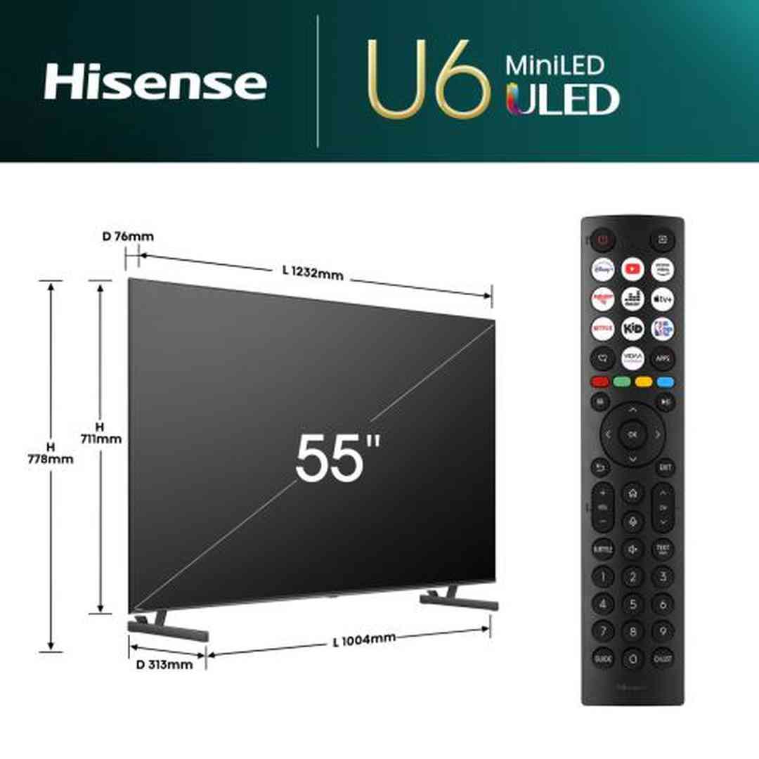 Hisense U6NQ 55" 4K UHD Mini-LED Smart TV | 55U61NQ Hisense TV Euronics Ireland