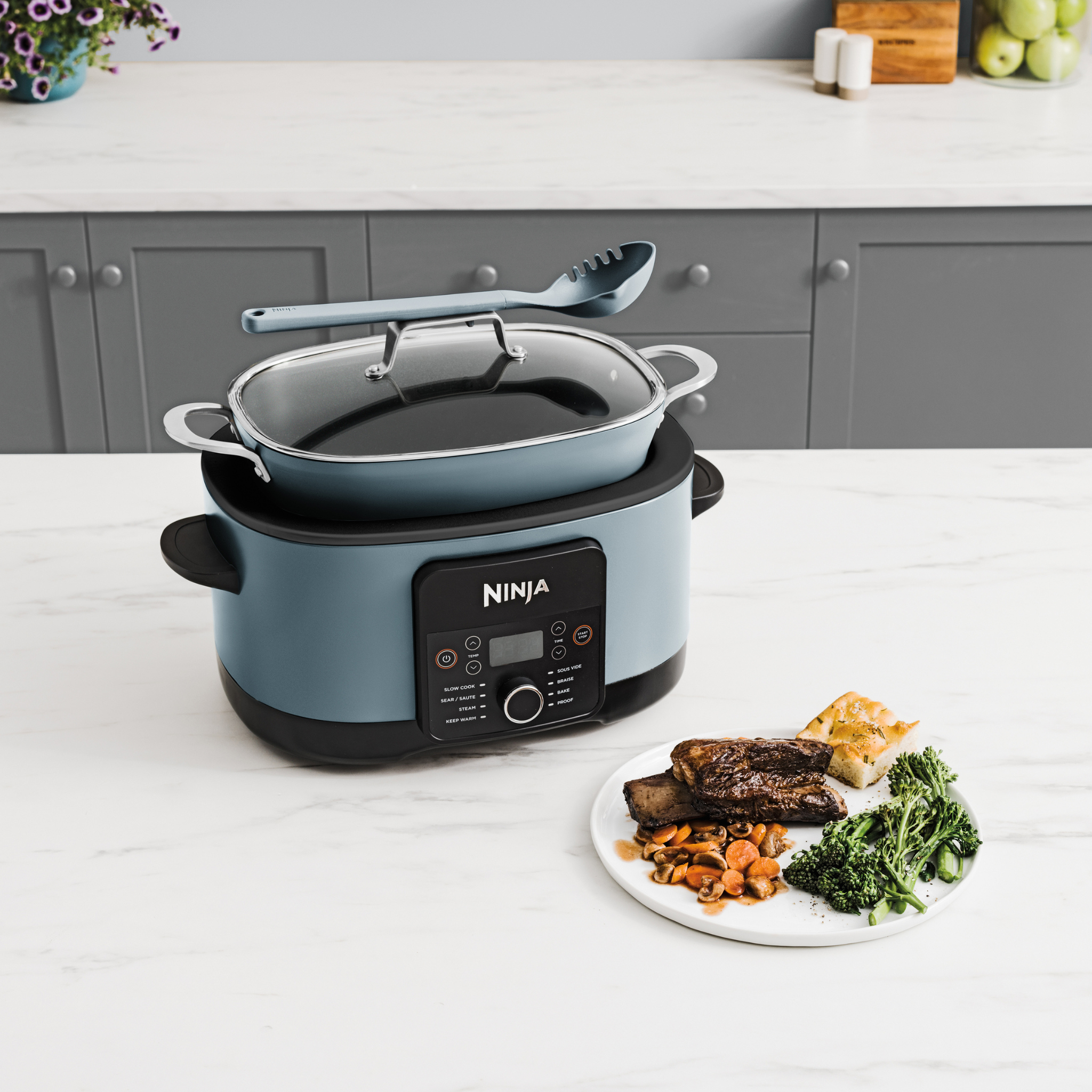Ninja Foodi PossibleCooker 8-in-1 Multi Cooker 8L Sea Salt Grey product image