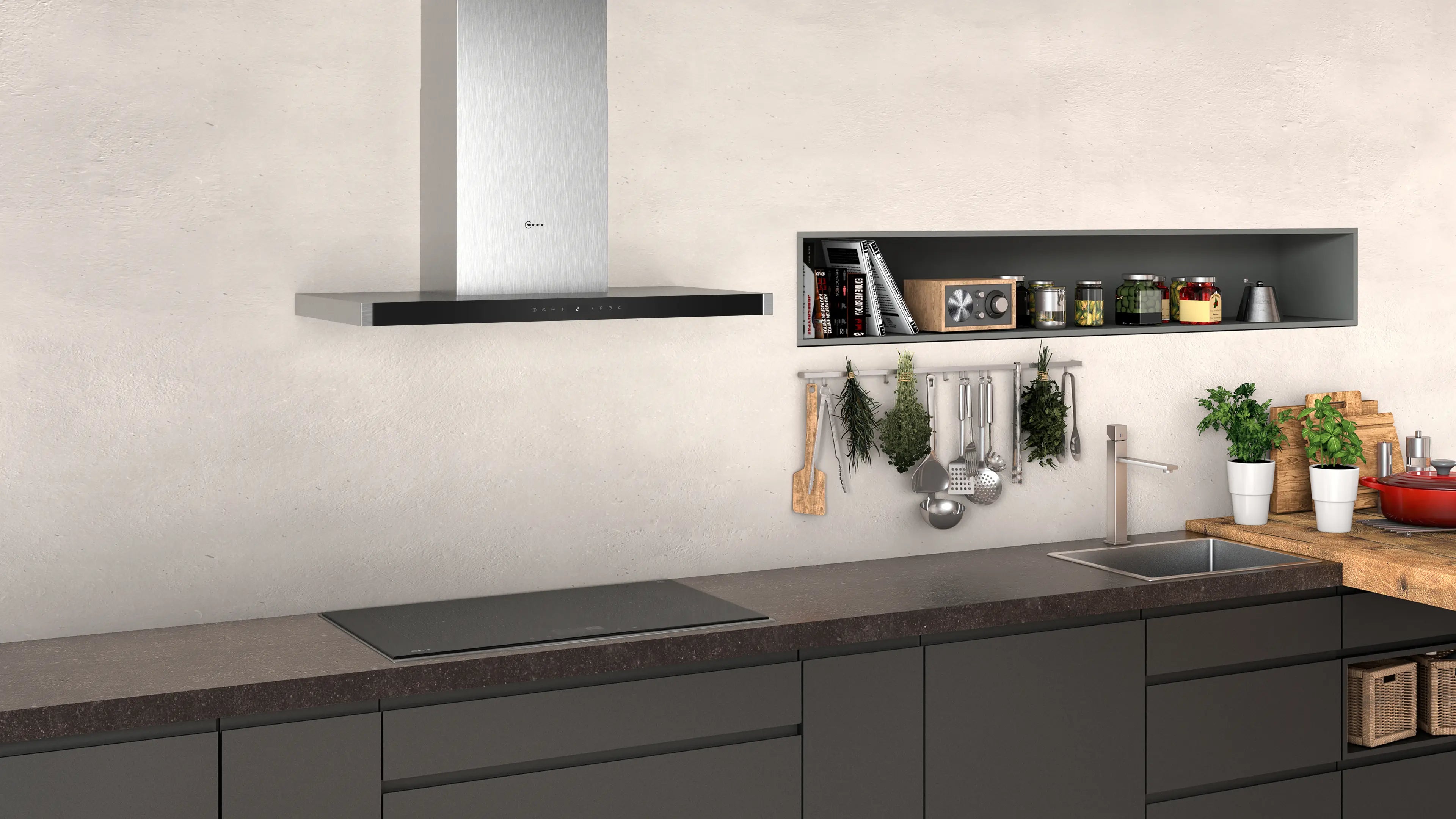 NEFF N70 D95BMP5N0B 90cm box chimney cooker hood in Stainless Steel