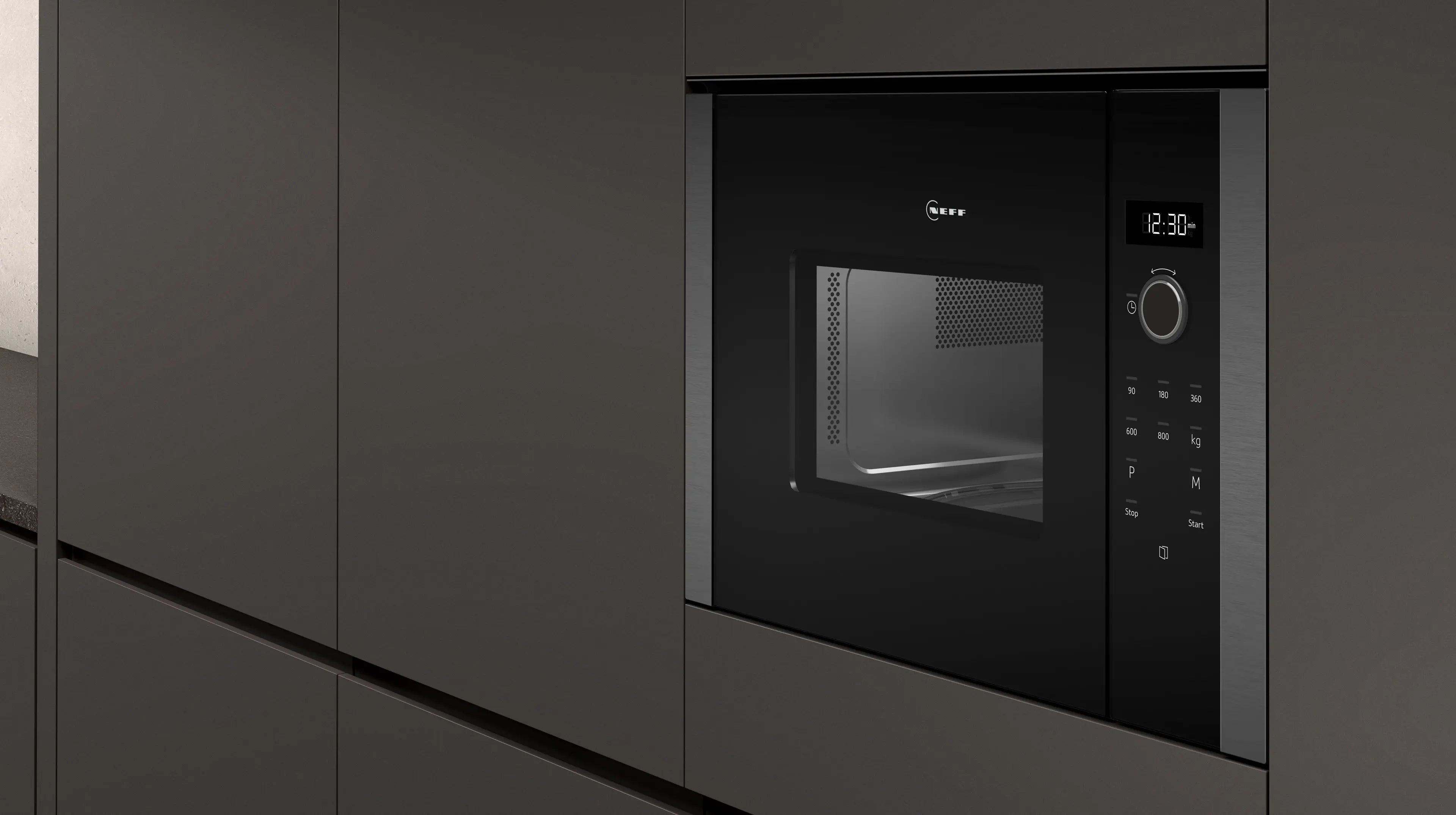 NEFF N50 HLAWD23N0B built-in microwave oven in Black with stainless steel door trim