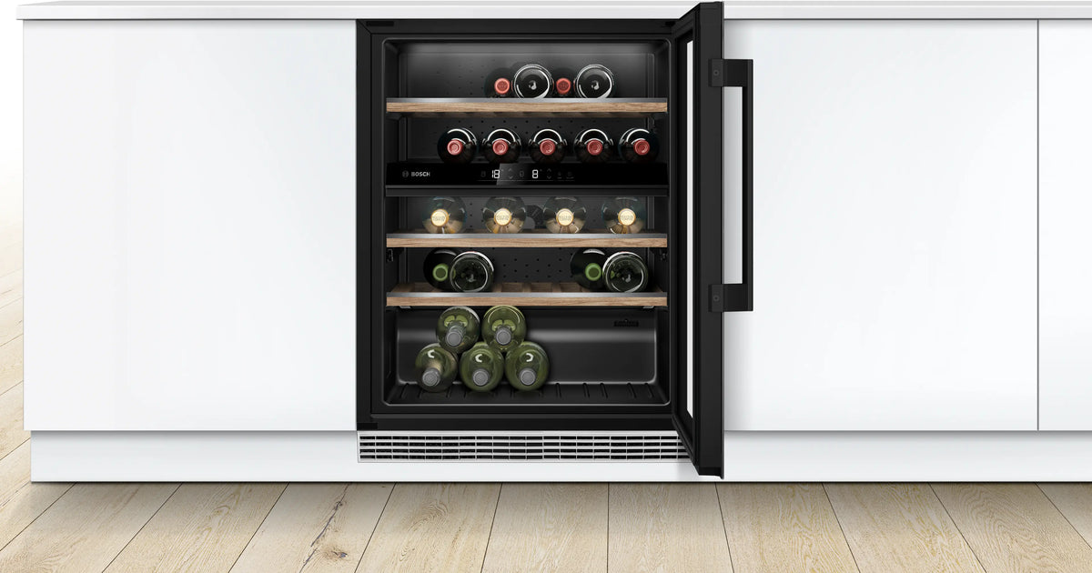 Bosch KUW21AHG0G Series 6 built-in 44 bottle dual zone wine cooler in Black