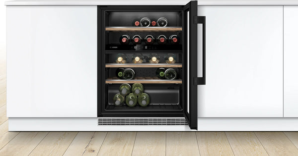 Bosch KUW21AHG0G Series 6 built-in 44 bottle dual zone wine cooler in Black