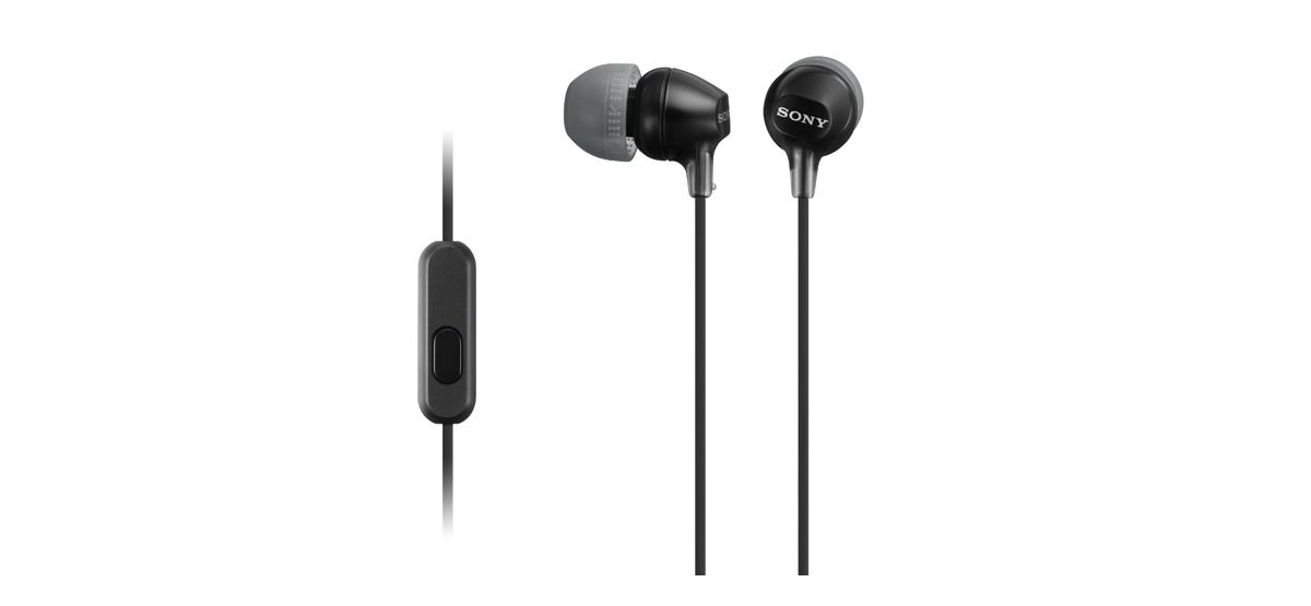 Sony MDR-EX15AP Wired In-Ear Earphones with Microphone - Black - official product image